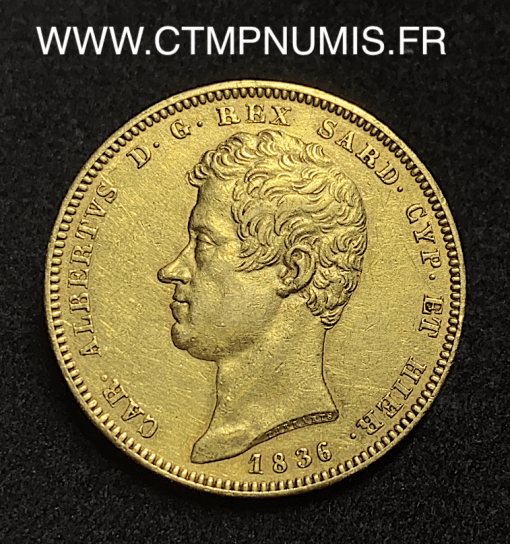 ,MONNAIE,ITALIE,SARDAIGNE,100,LIRE,OR,CHARLES,ALBERT,1836,TURIN,