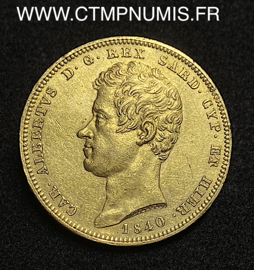 ,MONNAIE,ITALIE,SARDAIGNE,100,LIRE,OR,CHARLES,ALBERT,1840,GENES,