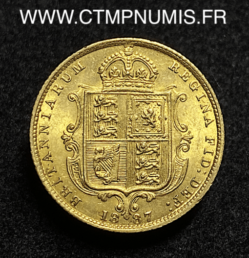,MONNAIE,GRANDE,BRETAGNE,1/2,SOUVERAIN,OR,VICTORIA,1887,