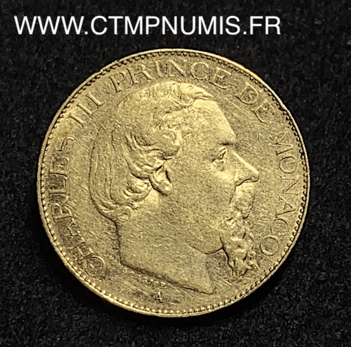 ,MONNAIE,MONACO,20,FRANCS,OR,CHARLES,III,1879,PARIS,