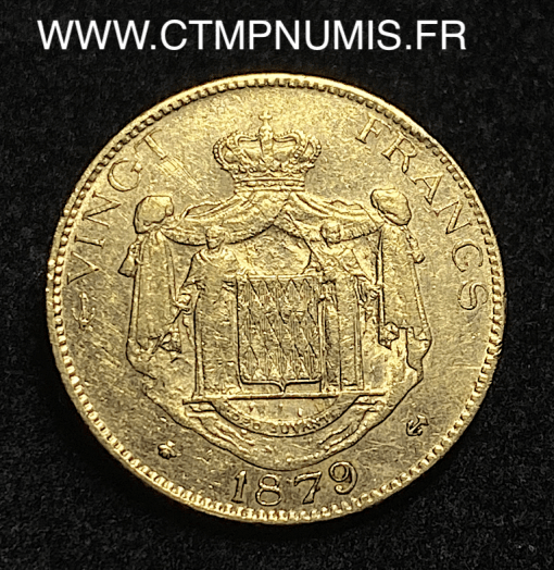 ,MONNAIE,MONACO,20,FRANCS,OR,CHARLES,III,1879,PARIS,