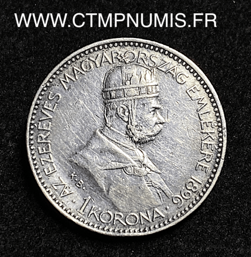 ,MONNAIE,HONGRIE,1,CORONA,ARGENT,1896,