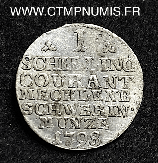 ,MONNAIE,ALLEMAGNE,MECKLENBURG,1,SCHILLING,ARGENT,1798,