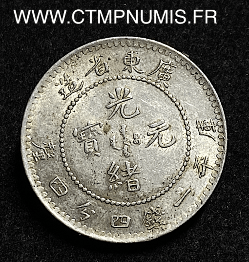 ,MONNAIE,CHINE,PROVINCE,KWANG,TUNG,20,CENTS,ARGENT,