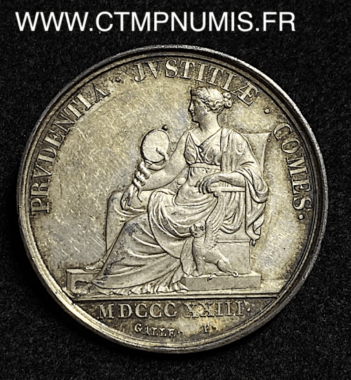 ,JETON,ARGENT,OFFICIERS,JUSTICE,LYON,1823,