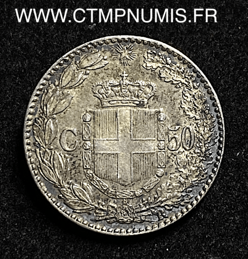 ,MONNAIE,ITALIE,50,CENTESIMI,ARGENT,UMBERTO,1889,