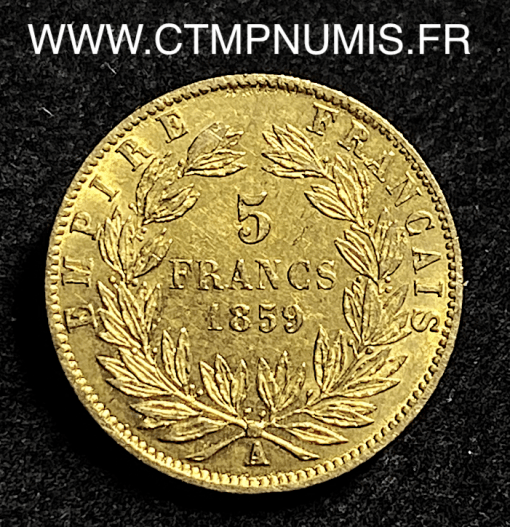 ,MONNAIE,EMPIRE,5,FRANCS,OR,NAPOLEON,1859,PARIS,