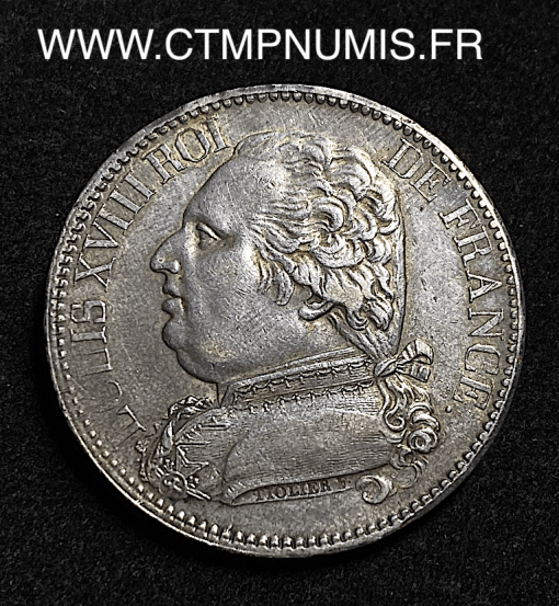 ,MONNAIE,ROYALE,LOUIS,XVIII,5,FRANCS,ARGENT,1815,W,LILLE,