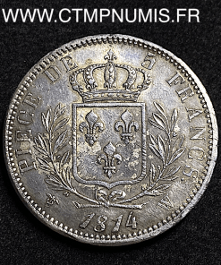 ,MONNAIE,ROYALE,LOUIS,XVIII,5,FRANCS,ARGENT,1815,W,LILLE,