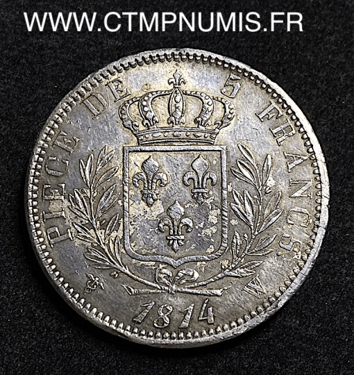 ,MONNAIE,ROYALE,LOUIS,XVIII,5,FRANCS,ARGENT,1815,W,LILLE,