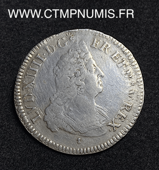 ,MONNAIE,ROYALE,LOUIS,XIV,1/2,ECU,ARGENT,AUX,INSIGNES,1701,M,TOULOUSE,