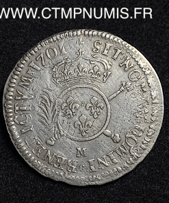 ,MONNAIE,ROYALE,LOUIS,XIV,1/2,ECU,ARGENT,AUX,INSIGNES,1701,M,TOULOUSE,