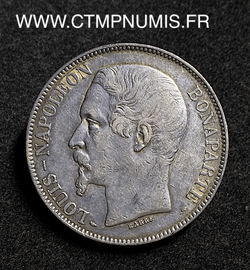 ,MONNAIE,EMPIRE,5 FRANCS,ARGENT,LOUIS,NAPOLEON,1852,PARIS,