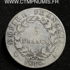 ,MONNAIE,EMPIRE,5,FRANCS,ARGENT,NAPOLEON,CENT,JOURS,1815,PARIS,