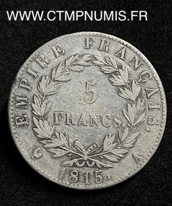 ,MONNAIE,EMPIRE,5,FRANCS,ARGENT,NAPOLEON,CENT,JOURS,1815,PARIS,