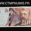 ,BILLET,200,FRANCS,EIFFEL,1997,TYPE,1995,NEUF,