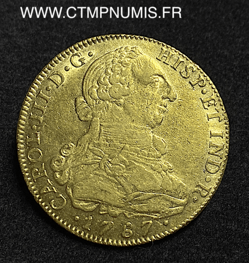 ,MONNAIE,COLOMBIE,8,ESCUDOS,OR,CHARLES,III,1787,