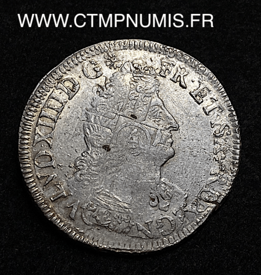 ,MONNAIE,ROYALE,LOUIS,XIV,1/2,ECU,ARGENT,AUX,PALMES,1694,PARIS,