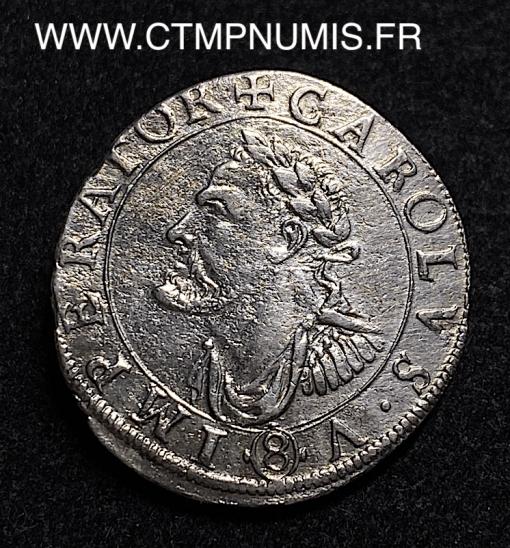 ,MONNAIE,FRANCHE,COMTE,TESTON,ARGENT,CHARLES,V,1624,BESANCON,