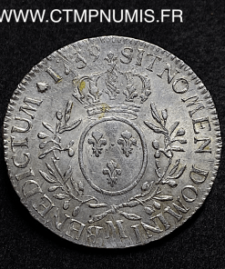 ,MONNAIE,ROYALE,LOUIS,XV,ECU,ARGENT,AUX,LAURIERS,1739,M,TOULOUSE,