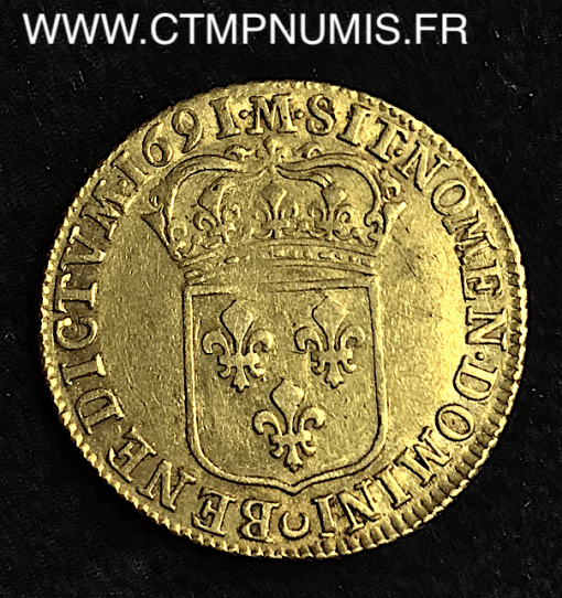 ,MONNAIE,ROYALE,LOUIS,XIV,DOUBLE,LOUIS,OR,ECU,1691,M,TOULOUSE,