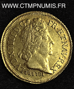 ,MONNAIE,ROYALE,LOUIS,XIV,DOUBLE,LOUIS,OR,AUX,8,L,ET,INSIGNES,1701,M,TOULOUSE,