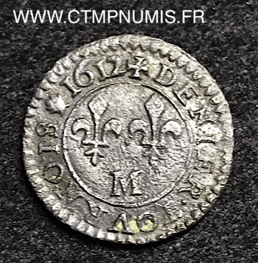 ,MONNAIE,ROYALE,LOUIS,XIII,DENIER,TOURNOIS,1612,M,TOULOUSE,