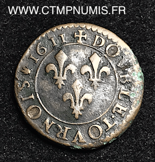 ,MONNAIE,ROYALE,LOUIS,XIII,DOUBLE,TOURNOIS,1611,M,TOULOUSE,