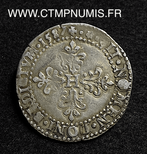 ,MONNAIE,ROYALE,HENRI,III,1/2,FRANC,ARGENT,1587,I,LIMOGES,