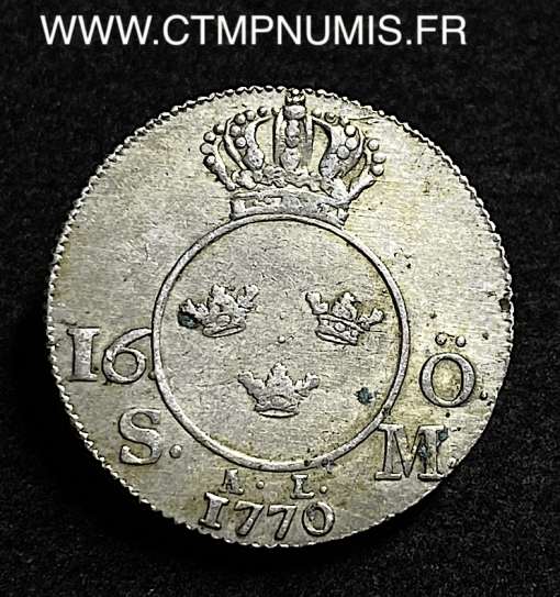 ,MONNAIE,SUEDE,16,ORE,ARGENT,ADOLF,FREDERICK,1770,