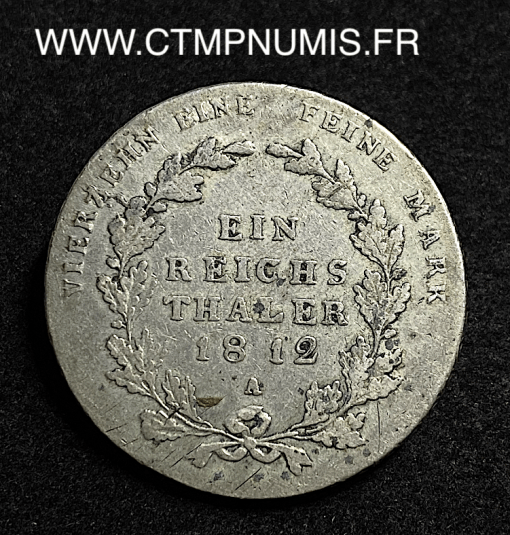 ,MONNAIE,ALLEMAGNE,PRUSSE,1,THALER,ARGENT,1812,