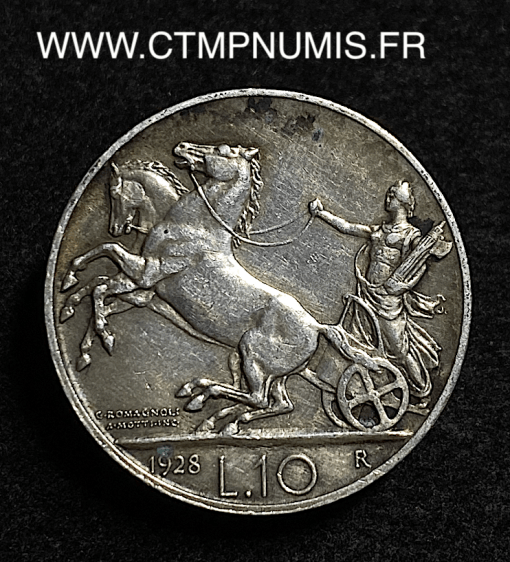 ,MONNAIE,ITALIE,VICTOR,10,LIRE,ARGENT,1928,