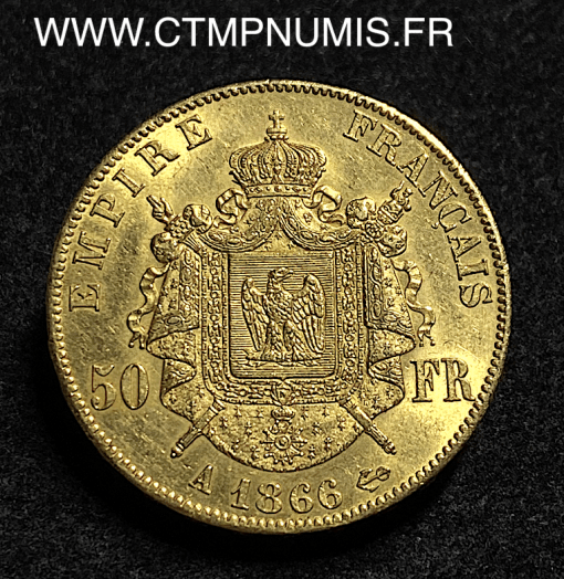 ,EMPIRE,50,FRANCS,OR,NAPOLEON,III,1866,PARIS,SUP,