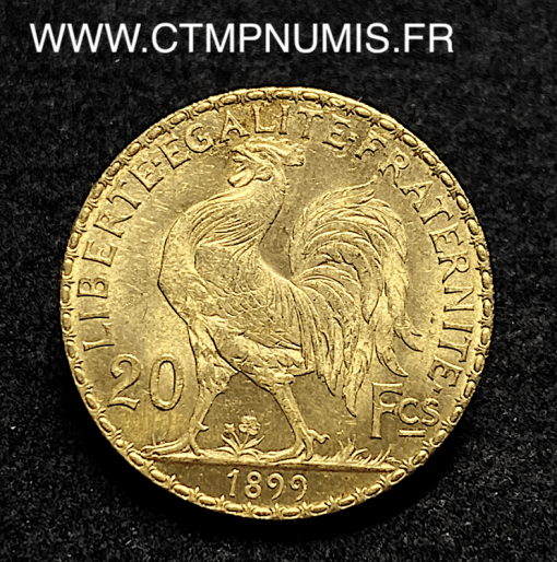 ,MONNAIE,20,FRANCS,OR,REPUBLIQUE,COQ,1899,