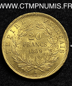 ,MONNAIE,EMPIRE,20,FRANCS,OR,NAPOLEON,III,TETE,NUE,1859,PARIS,