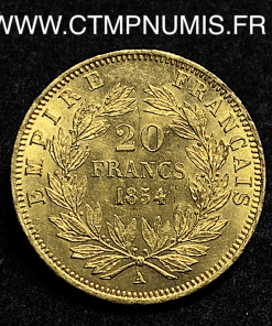 ,MONNAIE,EMPIRE,20,FRANCS,OR,NAPOLEON,III,1854,A,PARIS,