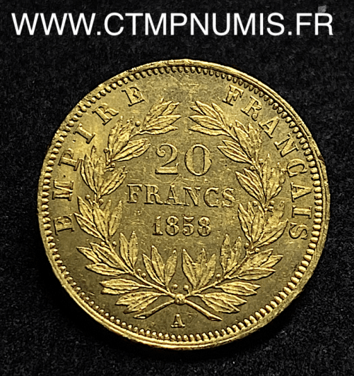 ,MONNAIE,EMPIRE,20,FRANCS,OR,NAPOLEON,III,1858,PARIS,SUP,