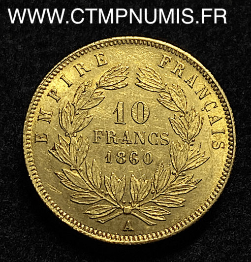 ,MONNAIE,EMPIRE,10,FRANCS,OR,NAPOLEON,III,1860,A,PARIS,