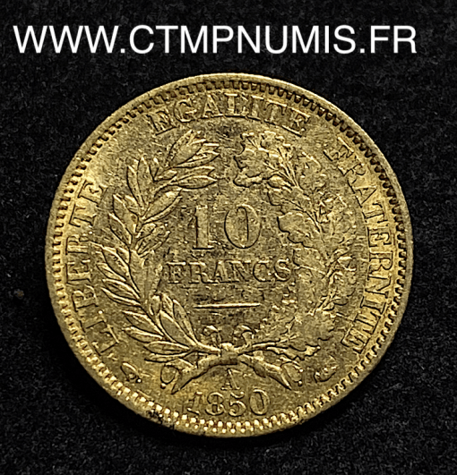 ,MONNAIE,REPUBLIQUE,10,FRANCS,OR,CERES,1850,A,PARIS,