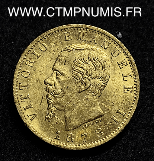 ,MONNAIE,ITALIE,20,LIRE,OR,VICTOR,EMMANUEL,II,1878,ROME,