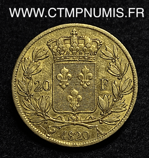 ,MONNAIE,ROYALE,LOUIS,XVIII,20,FRANCS,OR,1820,A,PARIS,