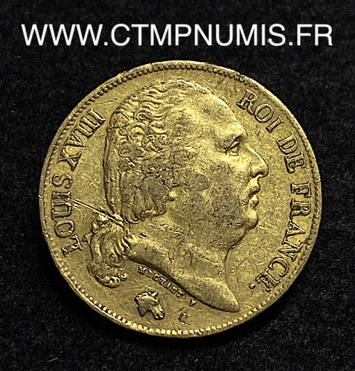 ,MONNAIE,ROYALE,LOUIS,XVIII,20,FRANCS,OR,1824,W,LILLE,