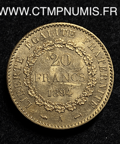 ,MONNAIE,20,FRANCS,OR,GENIE,1894,PARIS,