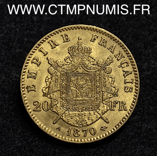 ,MONNAIE,EMPIRE,20,FRANCS,OR,NAPOLEON,III,1870,PARIS,