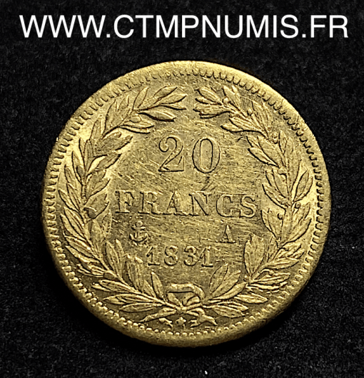 ,MONNAIE,ROYALE,LOUIS,PHILIPPE,20,FRANCS,OR,1831,PARIS,