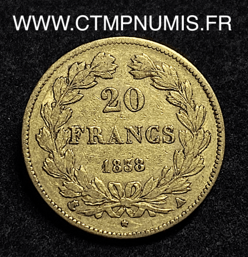 ,MONNAIE,ROYALE,20,FRANCS,OR,LOUIS,PHILIPPE,1838,PARIS,