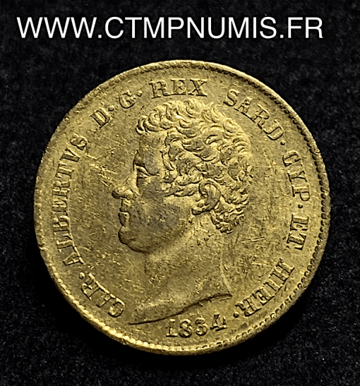 ,MONNAIE,ITALIE,SARDAIGNE,20,LIRE,CHARLES,ALBERT,1834,GENES,