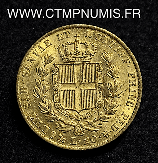 ,MONNAIE,ITALIE,SARDAIGNE,20,LIRE,CHARLES,ALBERT,1834,GENES,