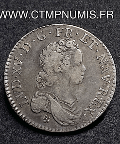 ,MONNAIE,ROYALE,LOUIS,XV,1/2,ECU,ARGENT,VERTUGADIN,1717,Y,BOURGES,