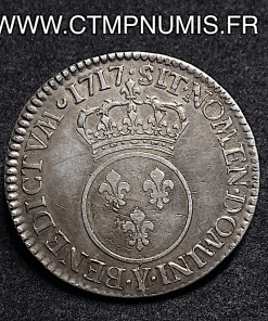 ,MONNAIE,ROYALE,LOUIS,XV,1/2,ECU,ARGENT,VERTUGADIN,1717,Y,BOURGES,